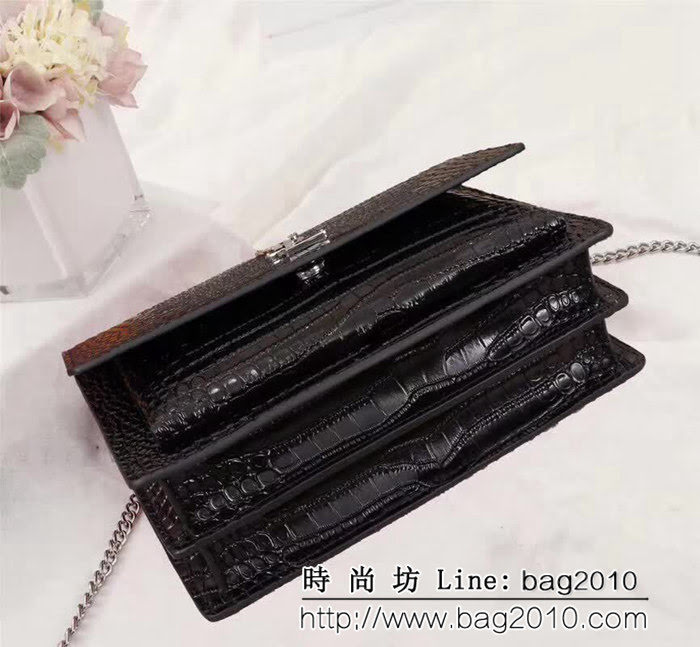 YSL聖羅蘭 專櫃最新 鄭秀文同款 鱷魚紋日落包 EY442906 YAS1049